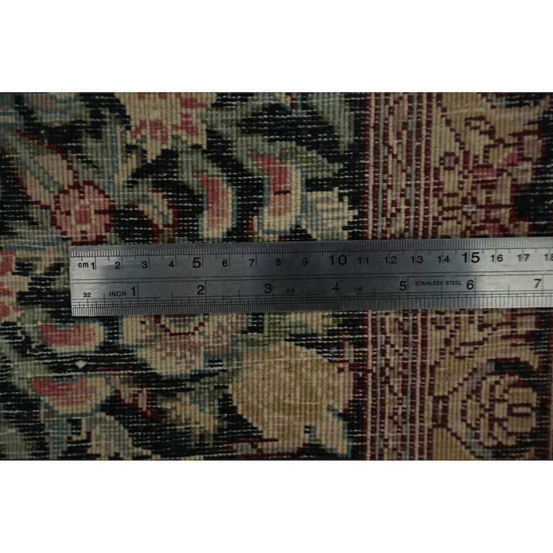 Hand Knotted Oriental 100% Wool Carpet Traditional Floral Black Aubusson Area Rug - 12' 4'' X 9' 0''