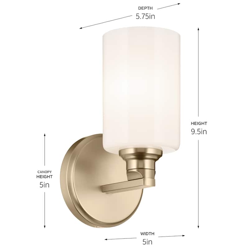 Kichler Lighting Gioe 9.5" 1-Light Wall Sconce with Opal Glass in Champagne Bronze