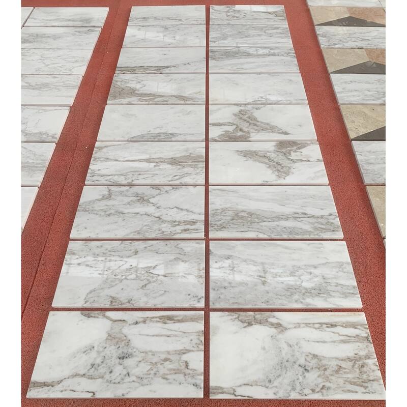 Roomfitters Natural Marble Tile, Polished Stone for Wall and Floor, Genuine Marble, 4-Piece Box, White