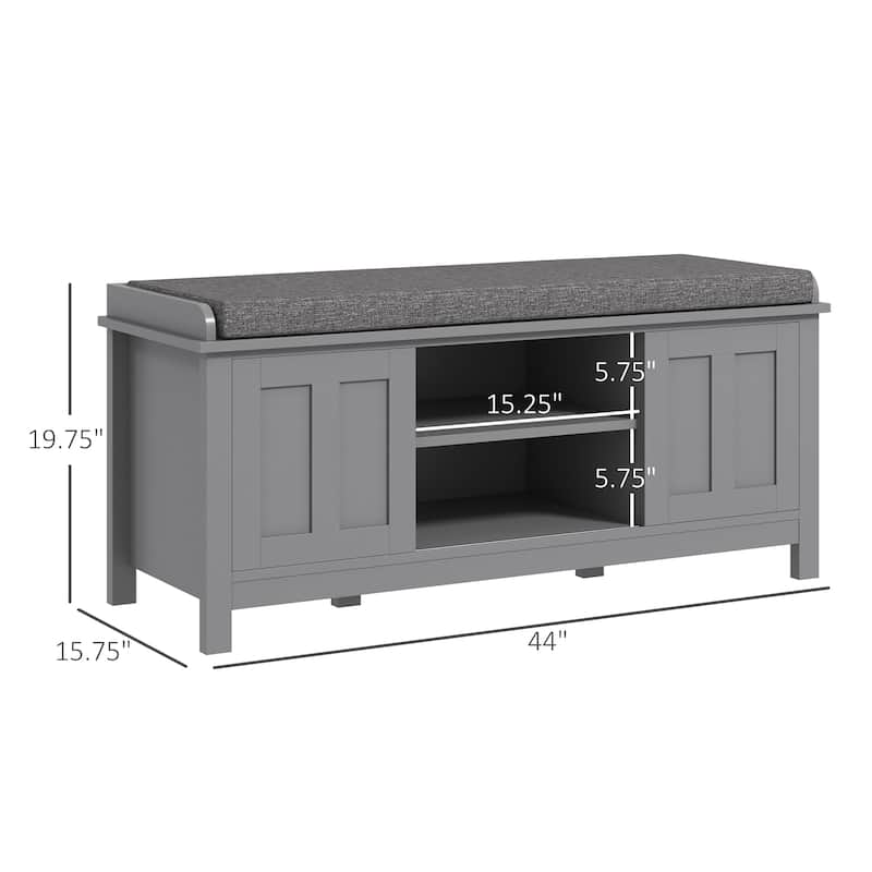 Shoe Rack Bench for Entryway with Cushion, Sliding Doors, 10 Pairs