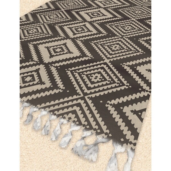 MAYA BROWN Beach Blanket with Tassels By Kavka Designs - 38 x 80. Opens flyout.
