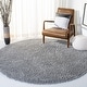 preview thumbnail 60 of 123, SAFAVIEH August Shag Veroana Solid 1.5-inch Thick Rug 4' Round - Silver - Round