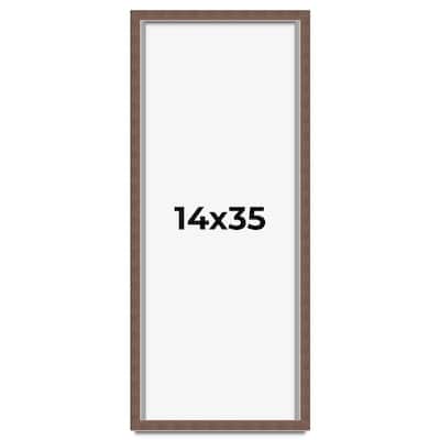 14x35 Shadow Box Frame Brown | 1.125 inches Deep Real Wood Rustic