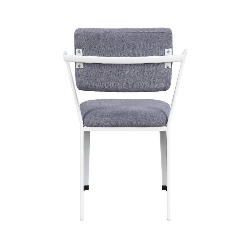 White/Gray Fabric Upholstered Metal Frame Dining Chair, Set of 2, Sturdy Dining Chair for Dining Rooms - 20.5