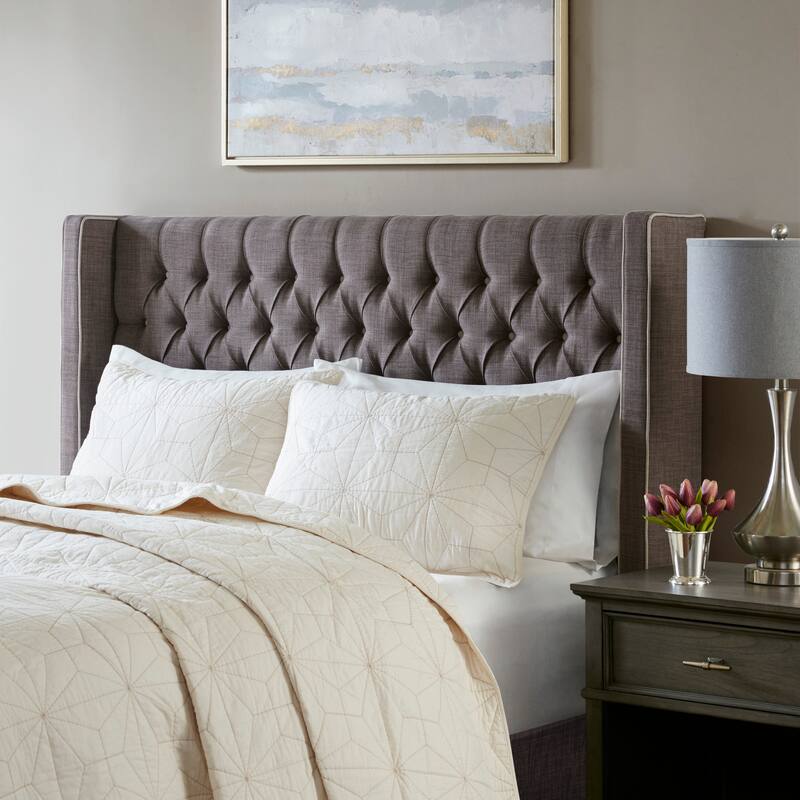 Madison Park Baldwin Upholstered Headboard - Dark Grey - Queen