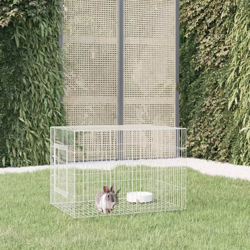 vidaXL 3-Panel Rabbit Cage Animal Hutch Playpen Enclosure Galvanized Iron - 30.7" x 21.3" x 21.3"