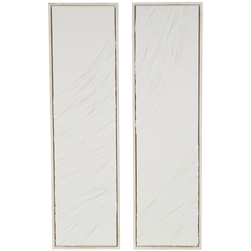 Cream or White Wood Dimensional Wavy Textured Panel Abstract Wall Decor (Set of 2)