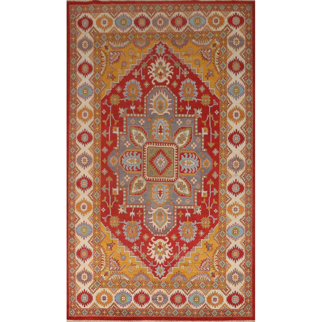 Geometric Traditional Kazak Oriental Area Rug Hand-knotted Wool Carpet - 6'7" x 10'0"