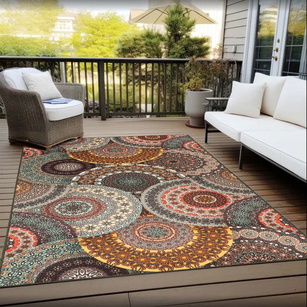 Superior Evaline Medallion Non-Slip Indoor Outdoor Area Rug
