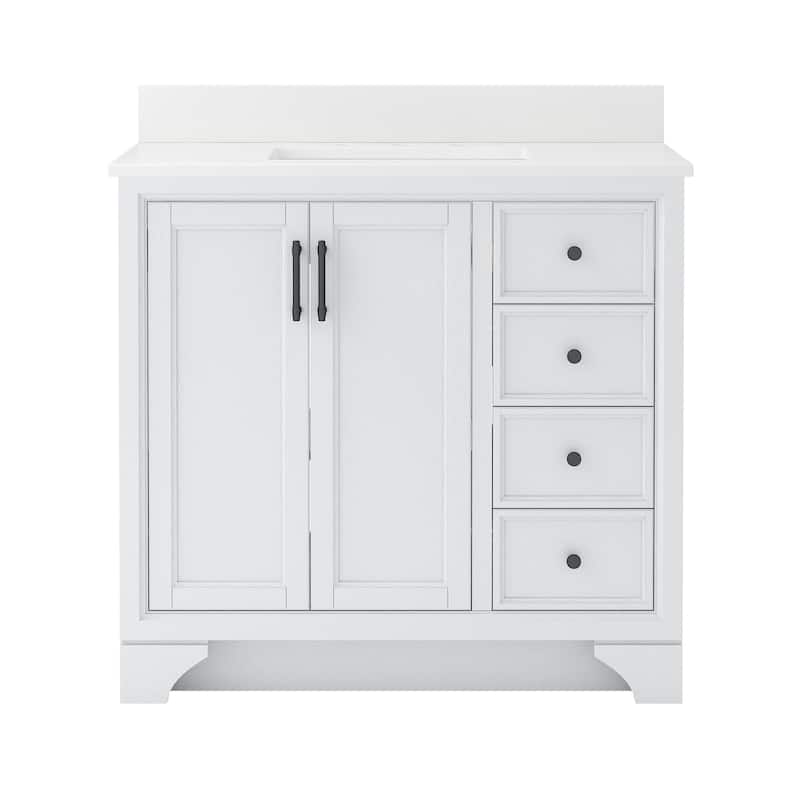 CRAFT + MAIN LCVT3722D-QSW Lanagan 37" Free Standing Single Basin - White
