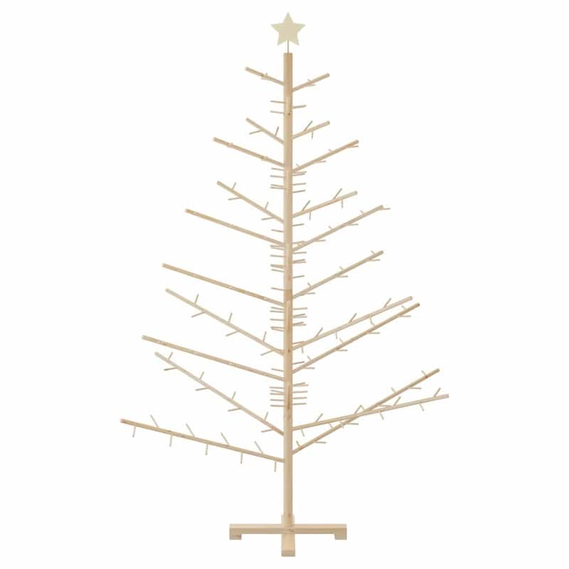 vidaXL Wooden Christmas Tree with Stand Natural/Brown Solid pine wood