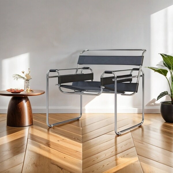 Momei Mid-Century Modern Saddle Leather Accent Chair with