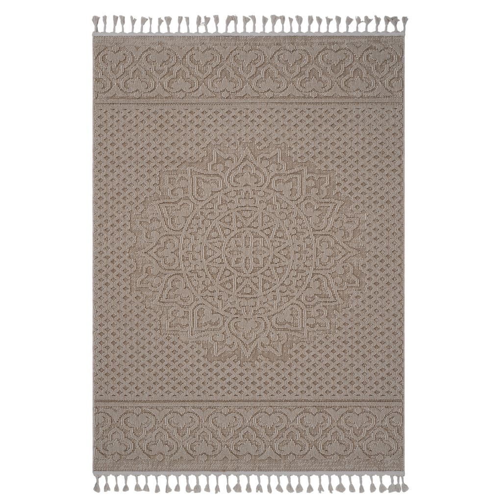 Guros Collection Beige / Medallion Indoor / Outdoor Non-Shedding Area Rug