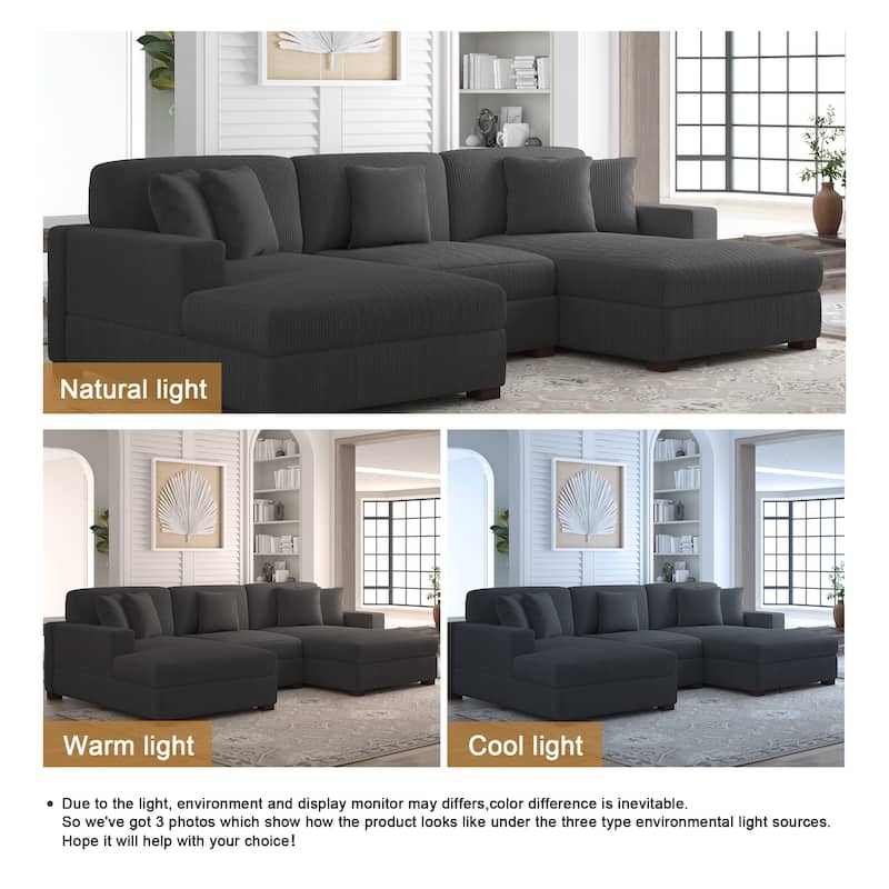 Corduroy Modular Couch Sectional Chaise Lounge Sofa