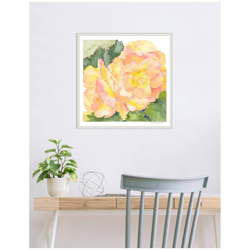 Kate and Laurel Sylvie Orange Pink Abstract Begonia Framed Canvas by Patricia Shaw