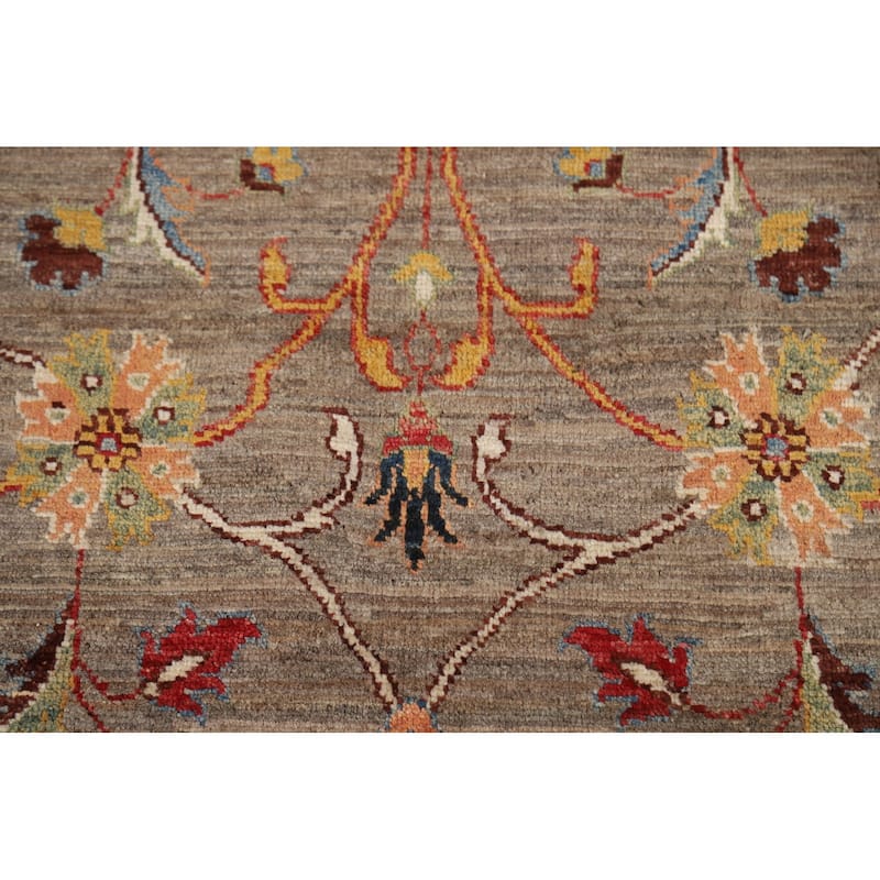 Brown Vegetable Dye Ziegler Oriental Rug Hand-Knotted Wool Carpet - 3'11" x 6'1"