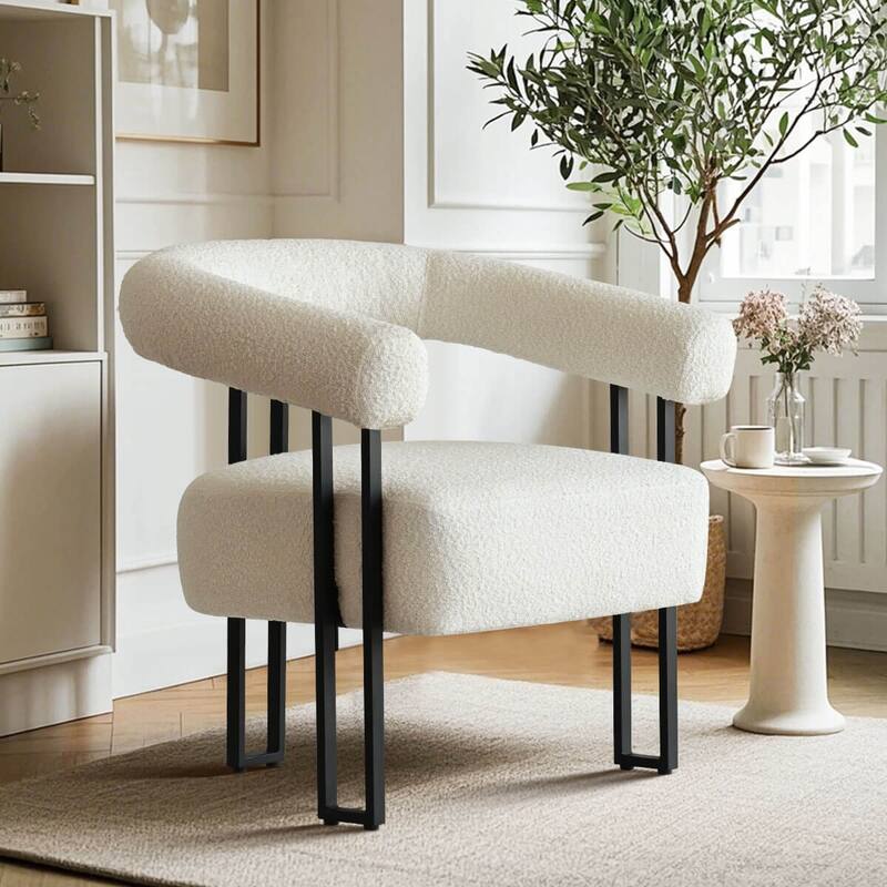 30" Wide Upholstered Boucle Accent Chair
