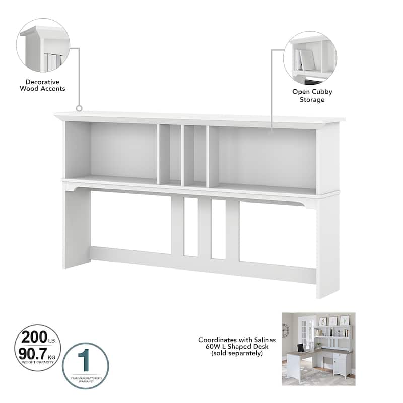 Bush Furniture Salinas 60W Hutch- Hutch Only - 60.00"L x 10.51"W x 32.99"H
