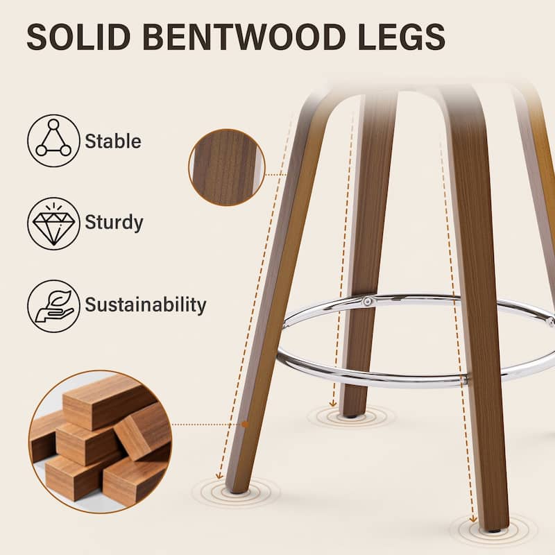 26-Inch Upholstered Swivel Counter Height Bar Stool with Armrests - 36.6"H x19.5"W x 21.3"D