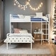 preview thumbnail 1 of 6, Modern Geo Cutout Colorful Twin L-Shaped Bunk Bed White+Cool