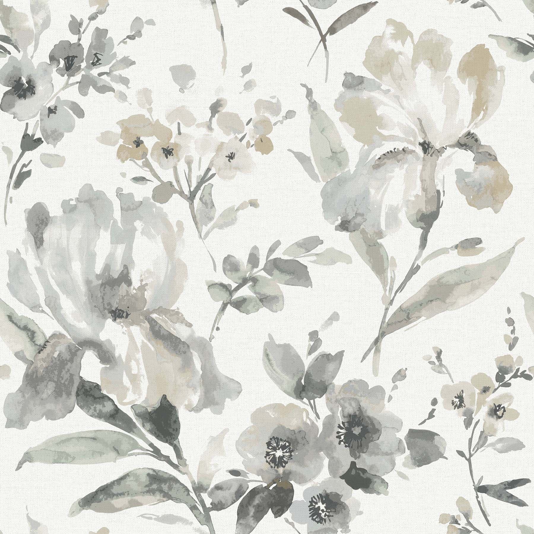 RoomMates Grey Iris Peel and Stick Wallpaper