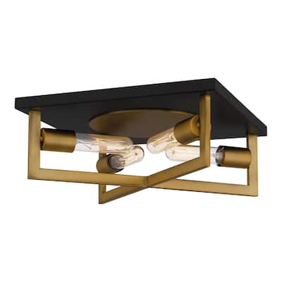 Brunson 4-Light Flush Mount in Aged Brass