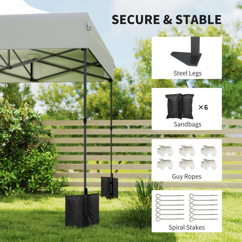 Outsunny 10 x 20 ft Pop Up Canopy Tent, Heavy Duty UPF50+ Outdoor Portable Instant Canopy Shelter with Wheeled Carry Bag