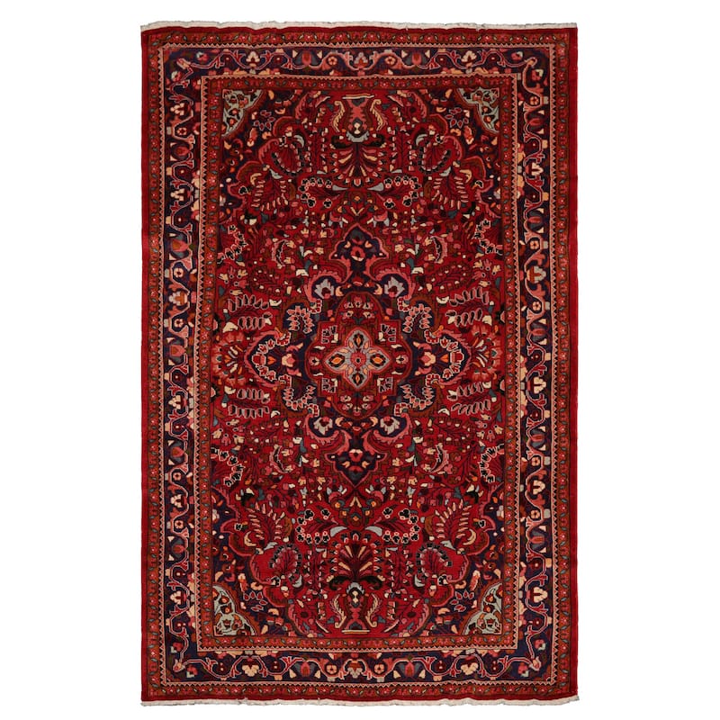 7'2''x11'1'' Hand Knotted Wool Red Hamedan Traditional Rug - 7' 2'' x 11' 1'' - 7' 2'' x 11' 1''