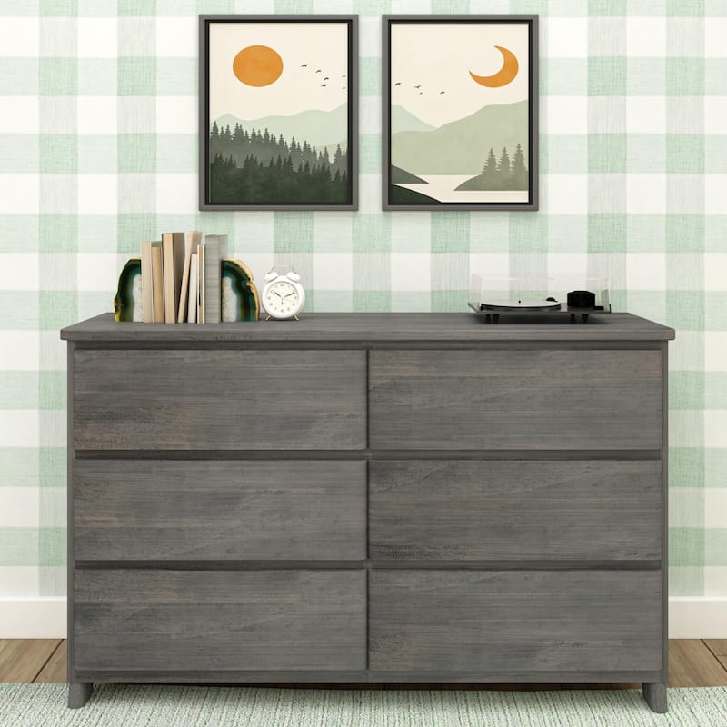 Max and Lily Farmhouse 6-Drawer Dresser - Driftwood