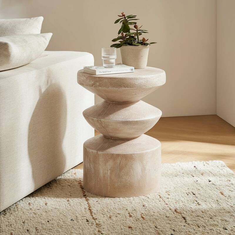 Christopher Knight Home - Modern Handmade 15.16" Lightweight MgO 3-Layer Accent Side Table for Indoor and Outdoor Use