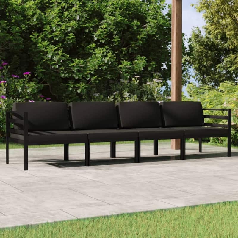 vidaXL Patio Furniture Set Outdoor Sectional Sofa Set Aluminum Anthracite - Anthracite 4 x Back pillow