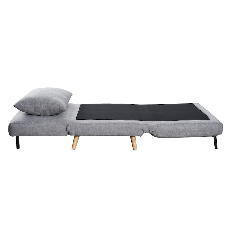 Upholstered Convertible Tri-Fold Chair with Pillow and Hideaway Legs - 75.5"D x 41"W x 30"H