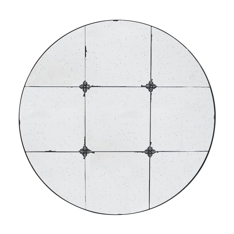 Antique Glass Floral Round Wall Mirror - 35.75"