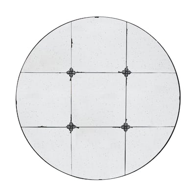 Antique Glass Floral Round Wall Mirror - 35.75"