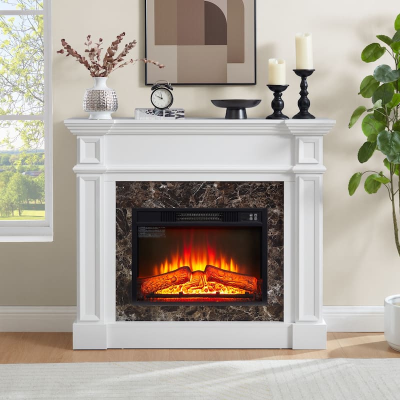 GDFStudio - Hearthstone Traditional Storage Electric Fireplace with Mantel and Realistic LED Flame