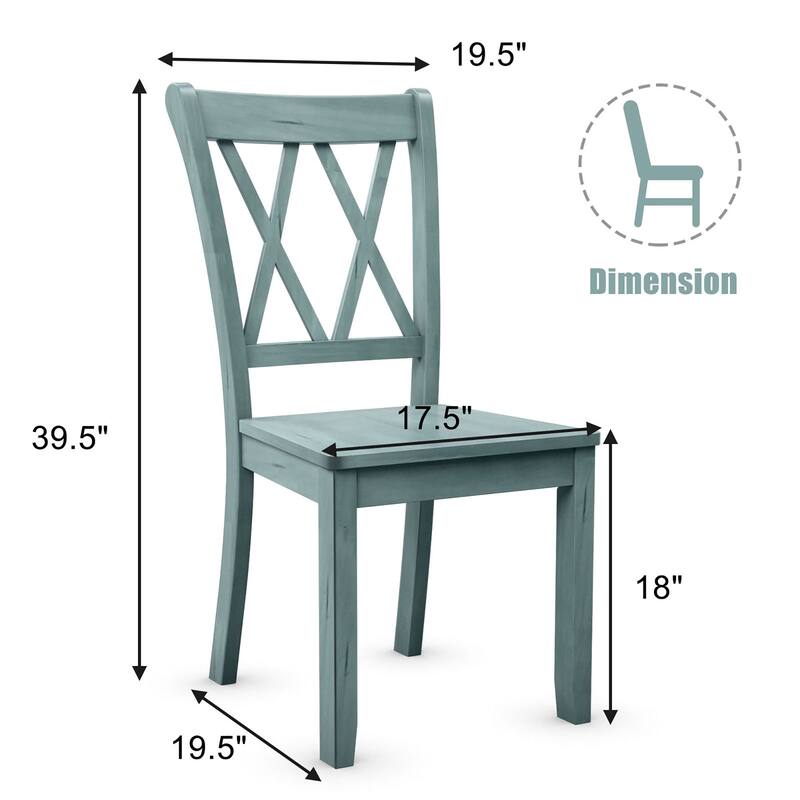 Set of 2 Dining Chairs Rubber Wood Dining Room Side Chair Mint Green