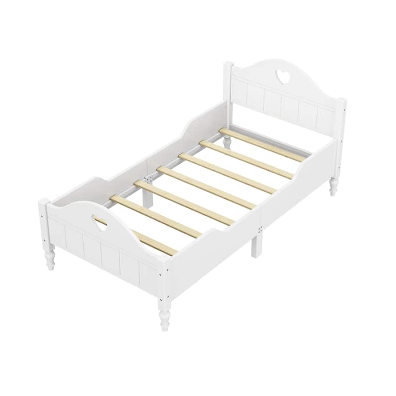 Macaron Twin Size Toddler Bed with Side Safety Rails and Headboard and Footboard,Light Pink