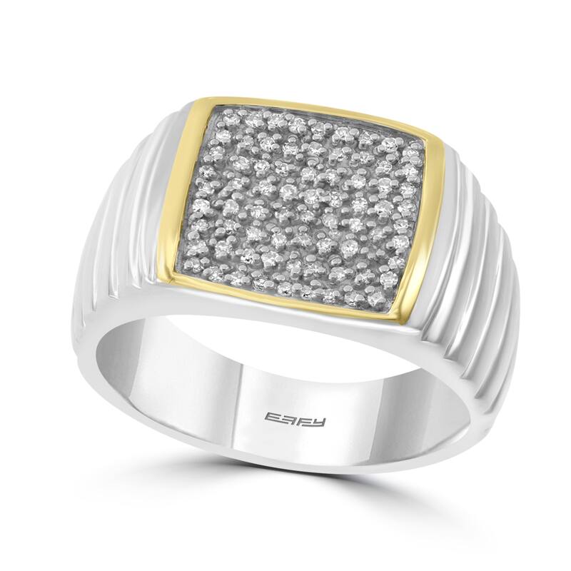 Effy Men's 925 Sterling Silver/14K Yellow Gold Diamond Ring