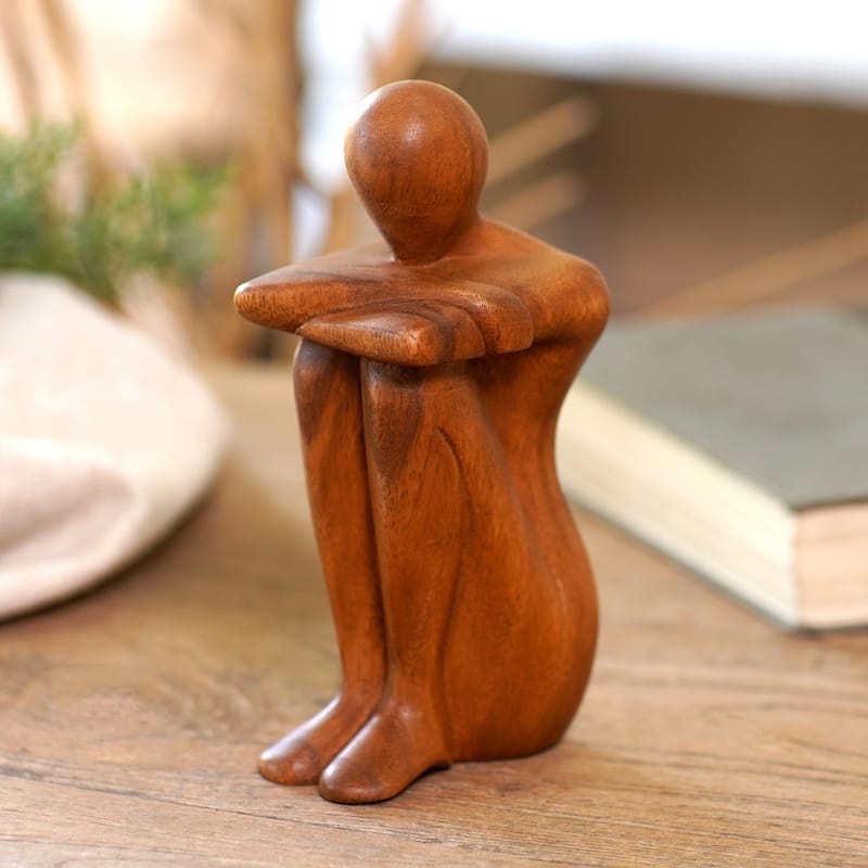 Novica Handmade Beautiful Daydream Wood Statuette