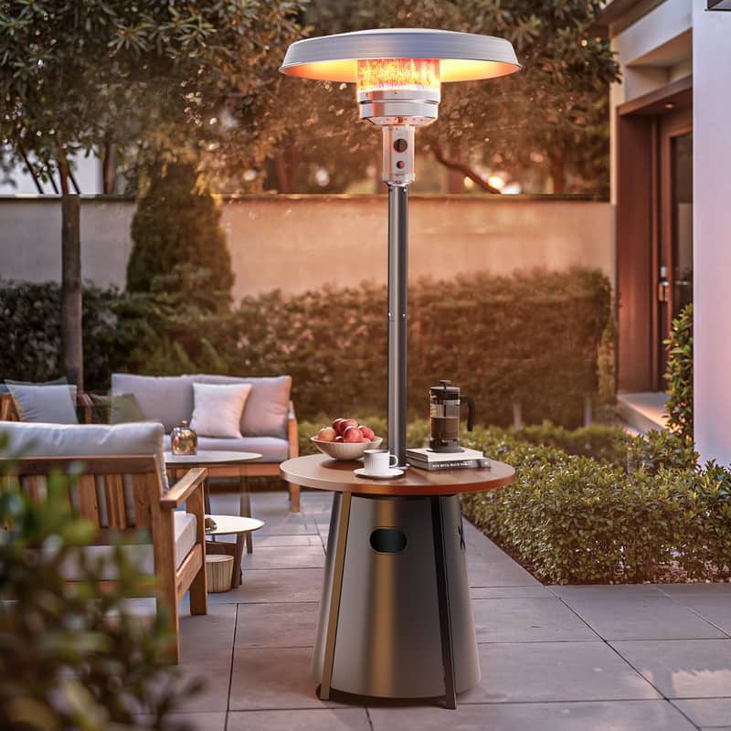 50,000 BTU Propane Gas Patio Heater with 28" Storage Tabletop for Outdoor Garden - N/A