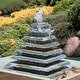 preview thumbnail 7 of 7, Layered Slate Pyramid Outdoor Water Fountain 40" Lawn Feature w/ LED