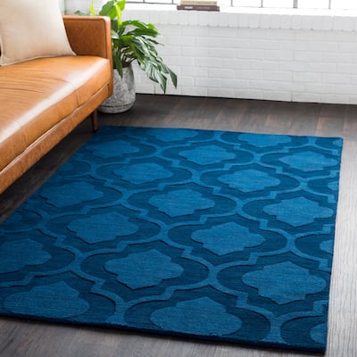 Hand-Woven Ali Tone-on-Tone Moroccan Trellis Wool Rug (8' x 10')