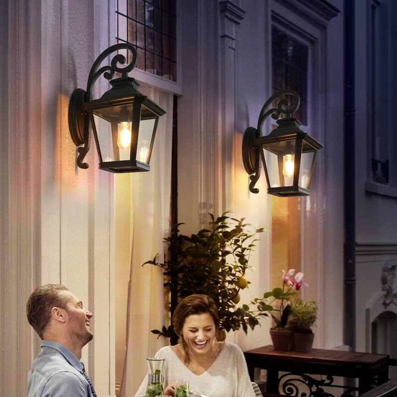 Outdoor Wall Lanterns Waterproof Wall Sconce with Clear Glass Panels, for Porch, Patio, Garden and Doorway