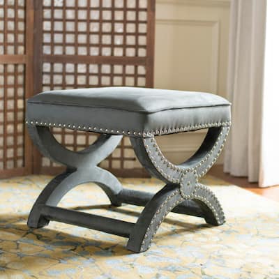 SAFAVIEH Dante X-Bench Pewter Grey Ottoman