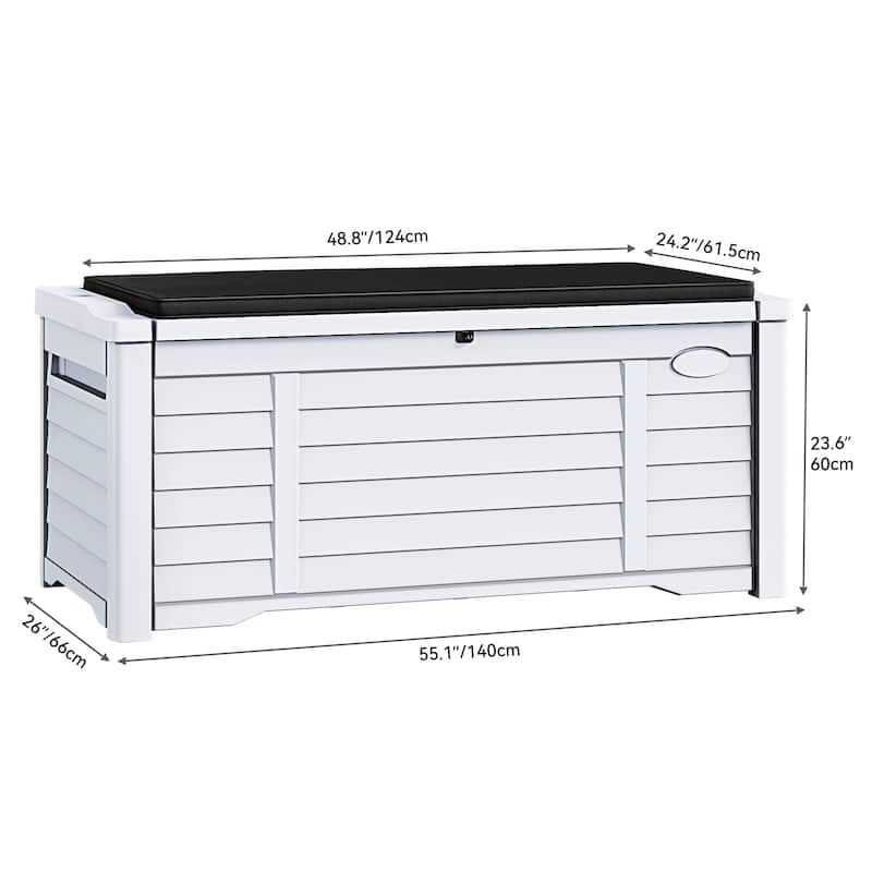 120 Gallons Water Resistant Lockable Deck Box with cushion