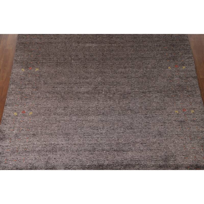 Striped Gabbeh Oriental Area Rug Hand-Knotted Wool Carpet - 7'10" x 9'9"
