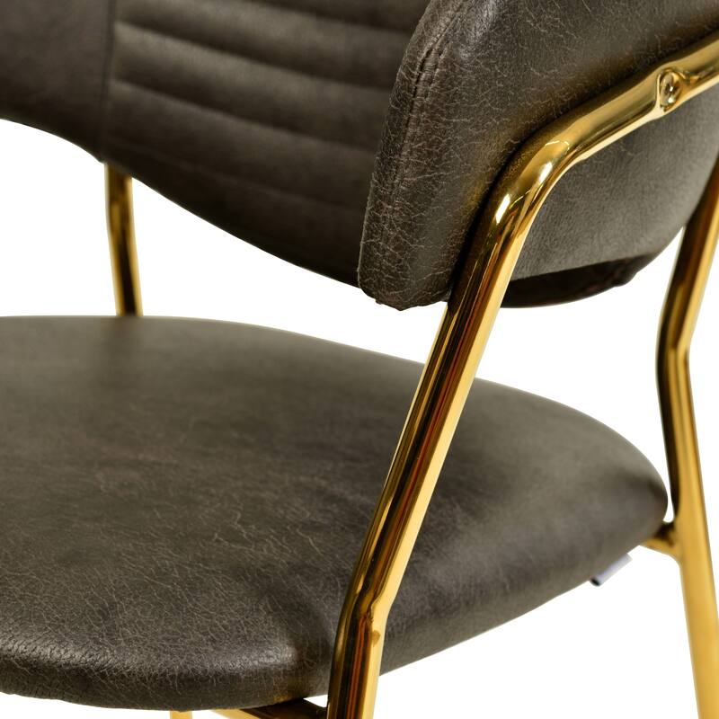LeisureMod Set of 4 Bella Upholstered Leather/Velvet Accent Dining Chair in Gold Base for Home, Dining Room & Kitchen Furniture