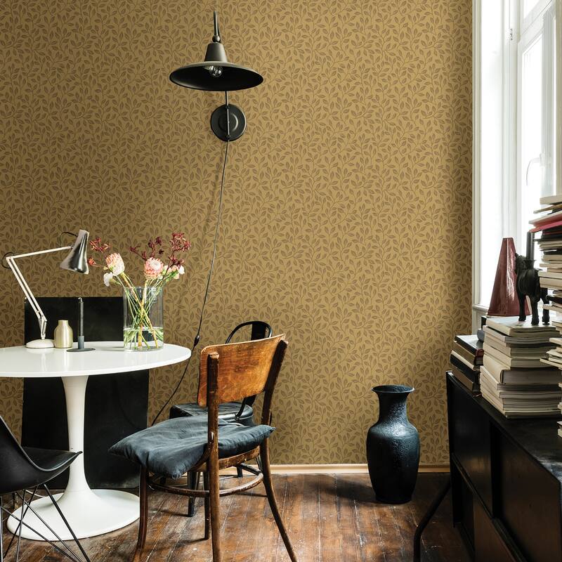 A-Street Prints Posey Mustard Vines Wallpaper
