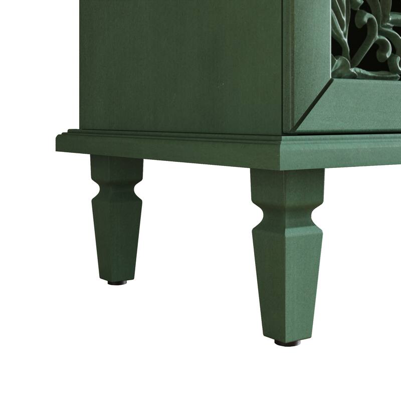 TV Stand Sideboard, Buffet Cabinet with Floral Carvings, Wood Storage Cabinet with Adjustable Shelves