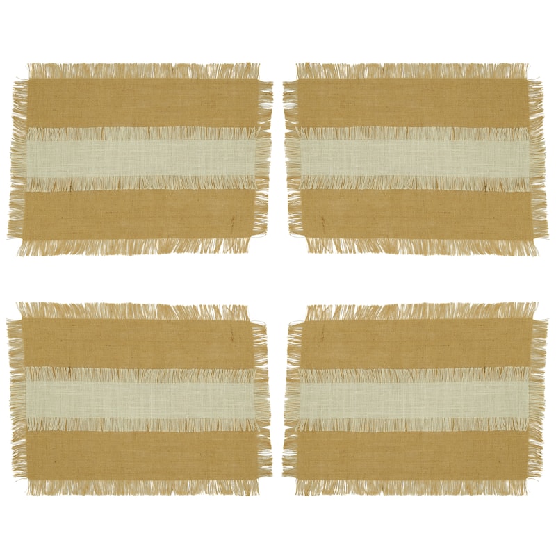 Banded Design Jute Placemats (Set of 4)